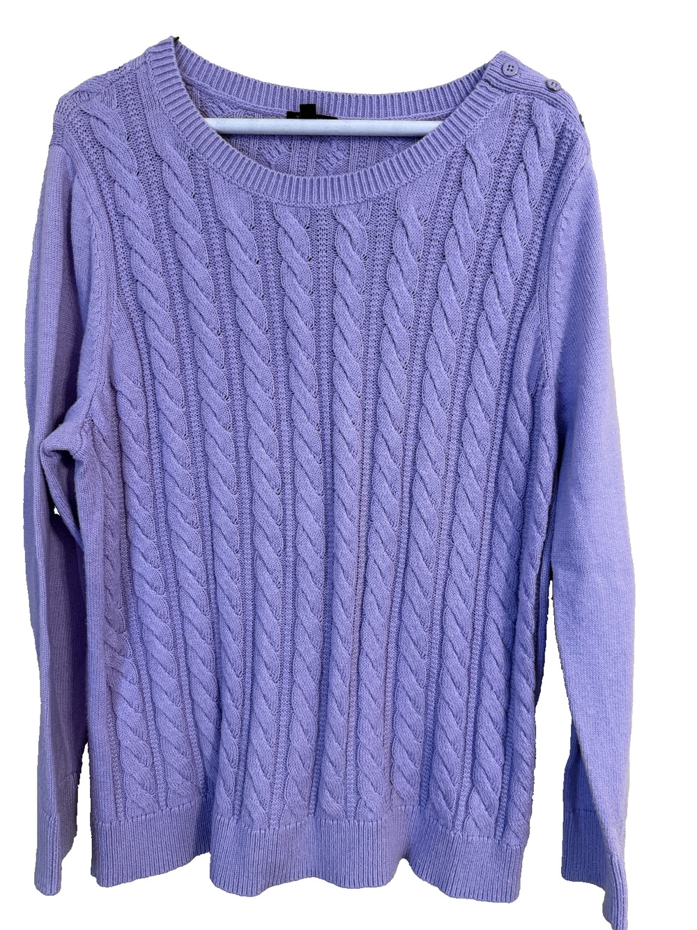 Talbots Purple Cable Knit Sweater Size XL Petite Preppy Quiet luxury